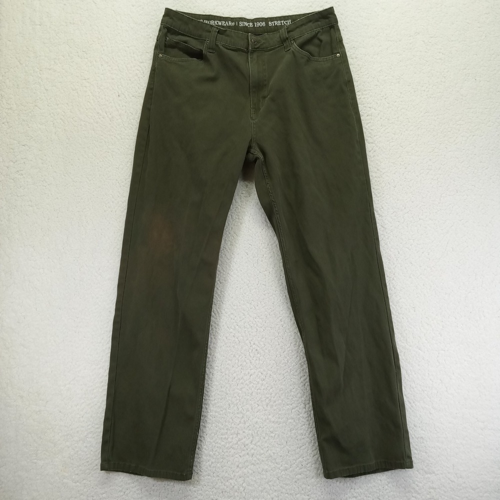 Smiths Workwear Mens 34x32 Olive Green Stretch Canvas Utility Pants S11025